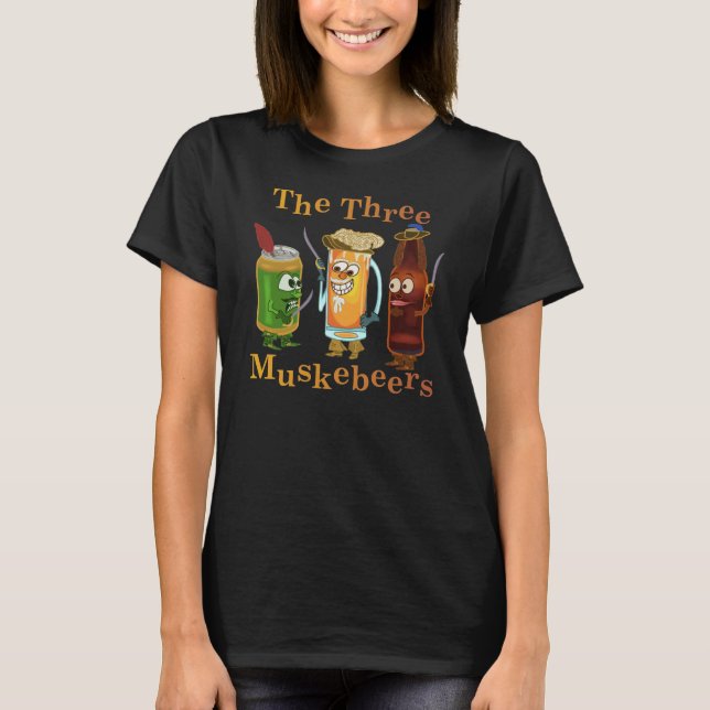 T-shirt Calembour drôle de bière de trois Muskebeers (Devant)