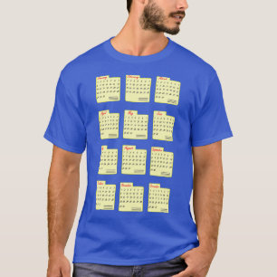 T-shirt Calendrier classique Mois par année