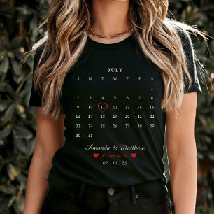 T-shirt Calendrier Couple Anniversaire Saint-Valentin Noir
