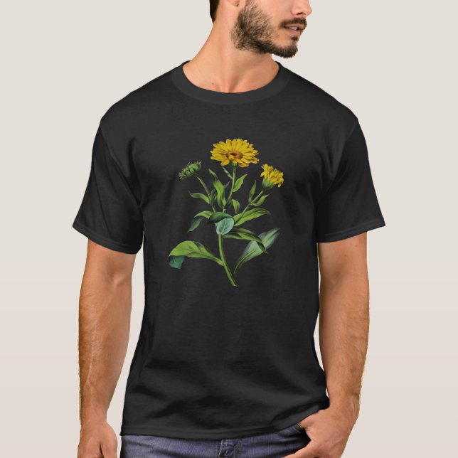 T-shirt Calendula officinalis Botanical Vector Cut Out (Devant)