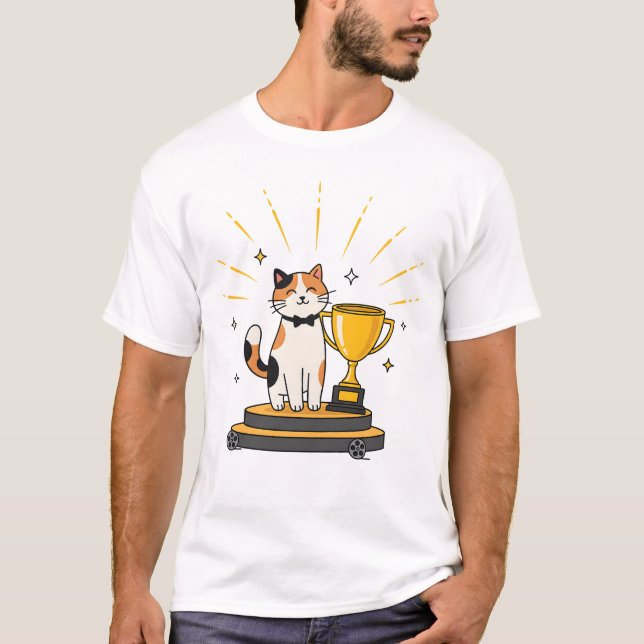 T-shirt Calico Cat Wins Trophy (Devant)