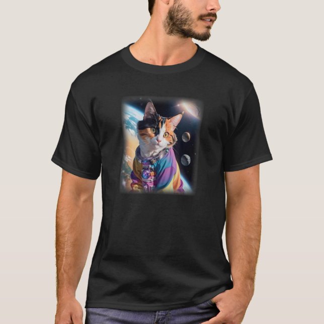 T-shirt Calico Chat dans l'espace (Devant)