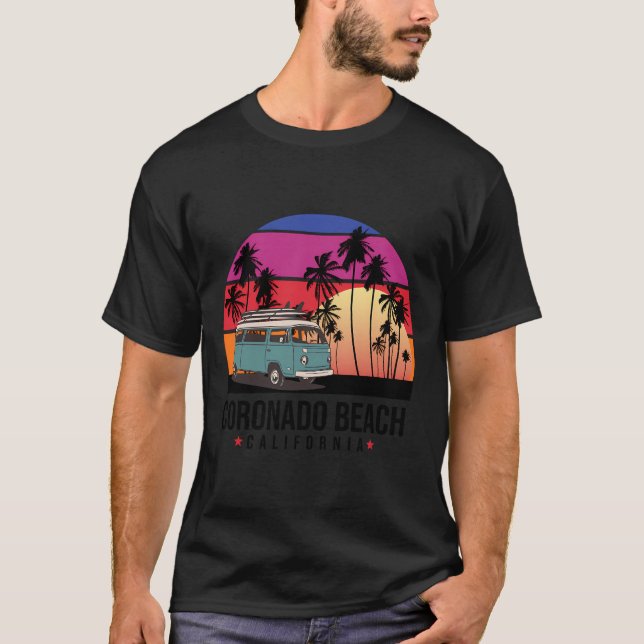T-shirt California Coronado Beach Retro Surfer (Devant)