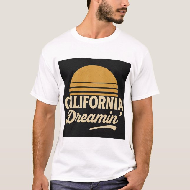 T-shirt California Dreamin' Retro Sunset Des (Devant)