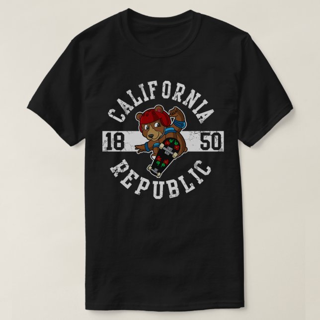 T-shirt California Republic Bear Skateboard (Design devant)