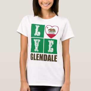 T-shirt California Republic State Flag Heart Glendale