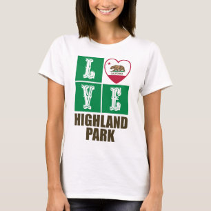 T-shirt California Republic State Flag Heart Highland Park