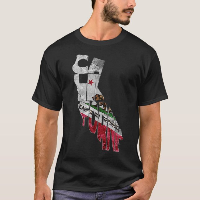 T-shirt California State Flag Cali aime le graphisme génia (Devant)