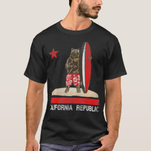 T-shirt California State Surfer Bear Surfing