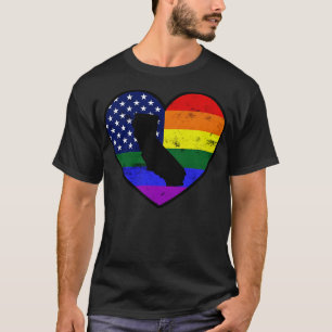 T-shirt Californie États-Unis Gay pride Drapeau coeur