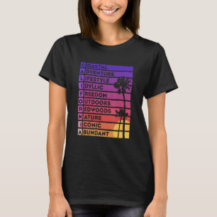 T-shirt Californie Poème Acrostique Palmiers Cali Sunset S