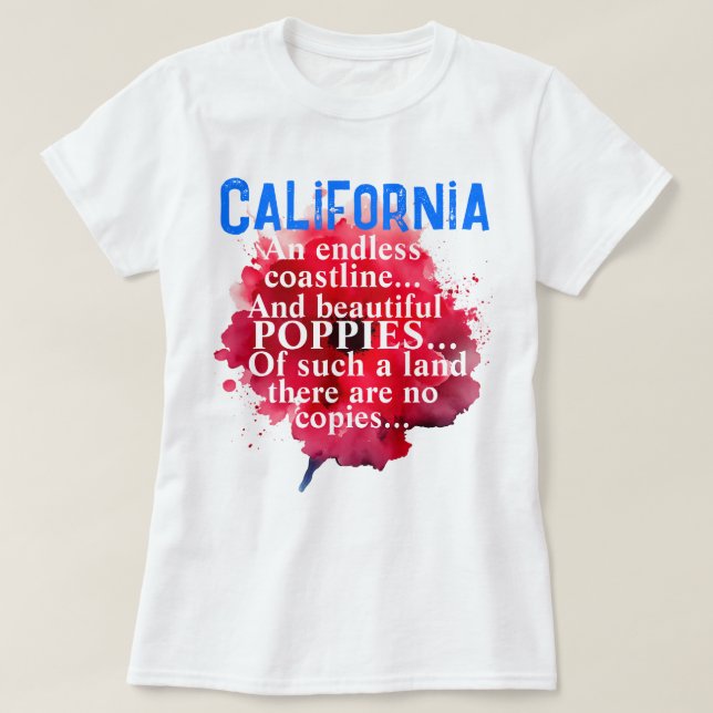 T-shirt Californie Romantique de beaux pépites Patriotique (Design devant)