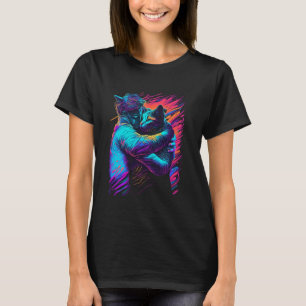 T-shirt Calin de chat en couleur art psychédélique