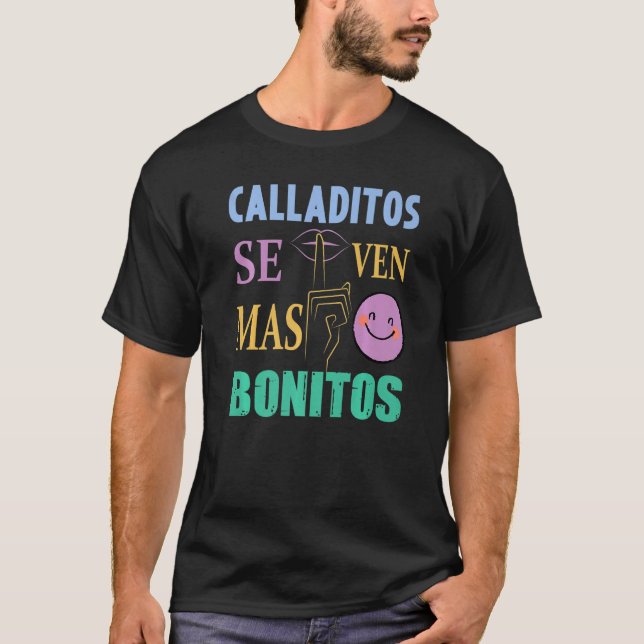 T-shirt Calladitos Se Ven Mas Bonitos Maestra Spanglish Bi (Devant)