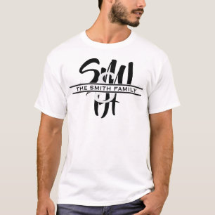 T-shirt Calligraphie noir et blanc Monogramme Famille Réun