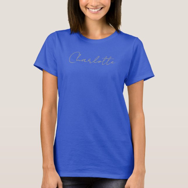T-shirt Calligraphie Or Couleur Deep Royal Personnalisé (Devant)