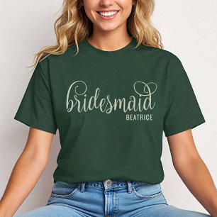 T-shirt Calligraphie rétro naturel sur la Bridesmaid forêt