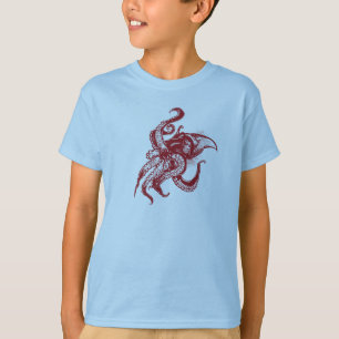 T-shirt Calmar géant fâché en rouge