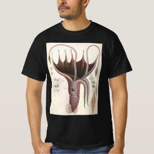 T-shirt Calmar parapluie, Animaux marins vintage
