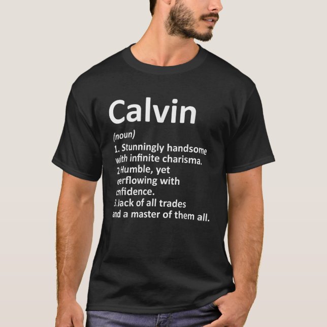 T-shirt CALVIN Définition Nom personnalisé Amusant Anniver (Devant)
