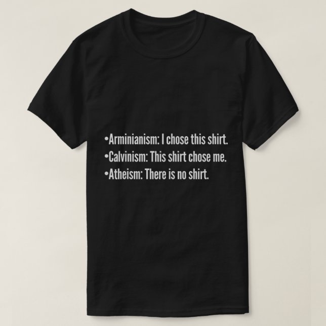T-shirt Calvinisme vs Arminian vs Athéisme Christian TULIP (Design devant)