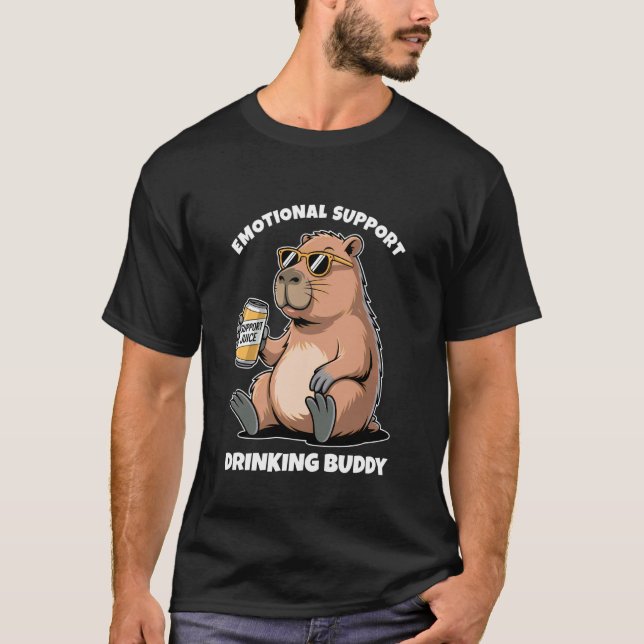 T-shirt Camarade de boisson de soutien émotionnel Capybara (Devant)