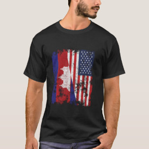 T-shirt Cambodge États-Unis Drapeau en détresse - demi-amé