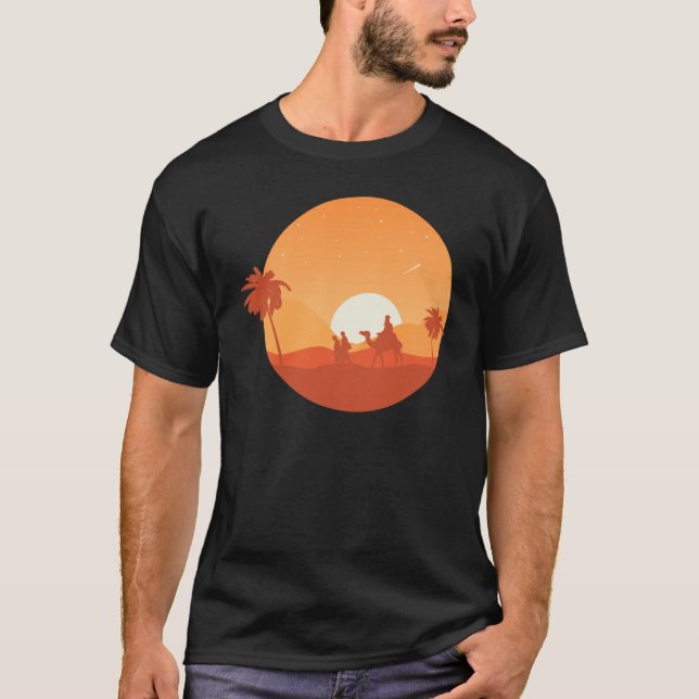 T-shirt Camel Desert Sunset  Oasis Morocco (Devant)