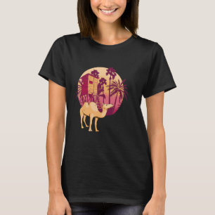 T-shirt Camel Tree Palm Nipa Hut Arabian Camping Animal Ca