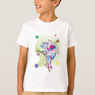 T-shirt Caméléon d'aquarelle et abeille colorés.
