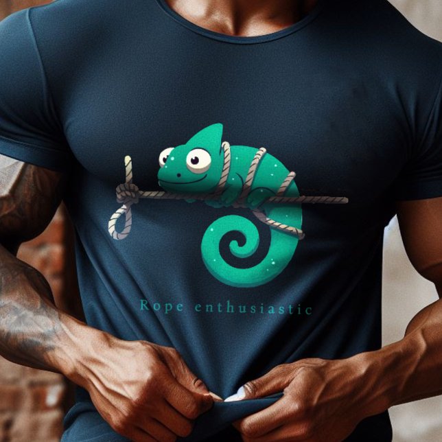 T-shirt Caméléon enthousiaste (Rope enthusiastic cute funny illustration of chameleon in ropes)