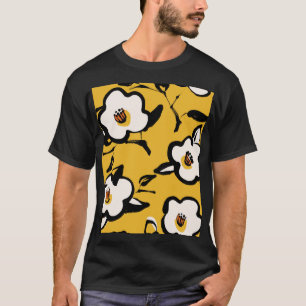 T-shirt Camellia Jaune, vintage floral et mince.