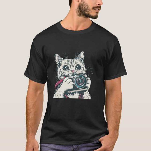 T-shirt Camera Cat pour voyager et prendre des photos (Devant)