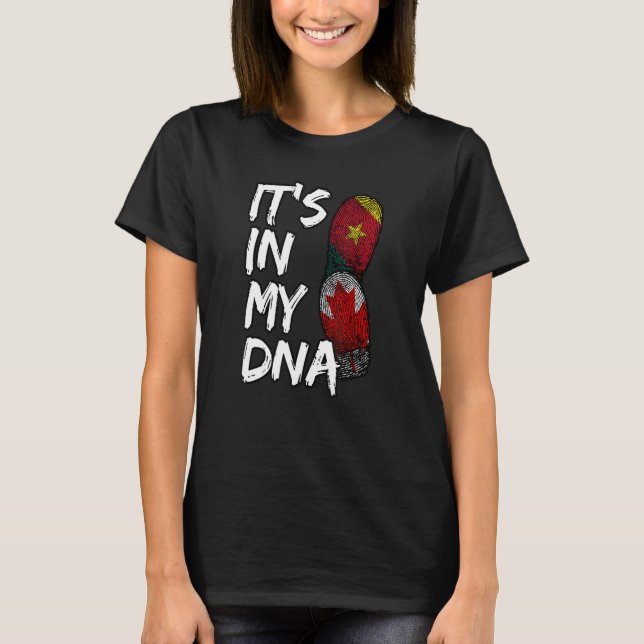 T-shirt Cameroon Cameroonian UK Canada Canadian Flag Hand  (Devant)