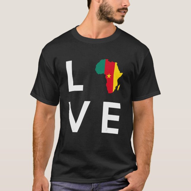 T-shirt Cameroun Drapeau Aimer Afrique Continent Silhouett (Devant)