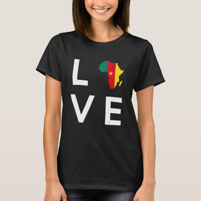 T-shirt Cameroun Drapeau Aimer Afrique Continent Silhouett (Devant)