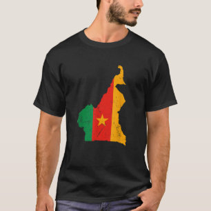 T-shirt Cameroun Drapeau avec carte Souvenir Tee