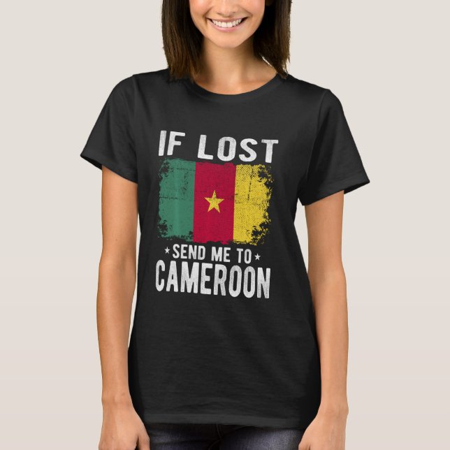 T-shirt Cameroun Drapeau Souvenir - Si perdu envoyez-moi à (Devant)