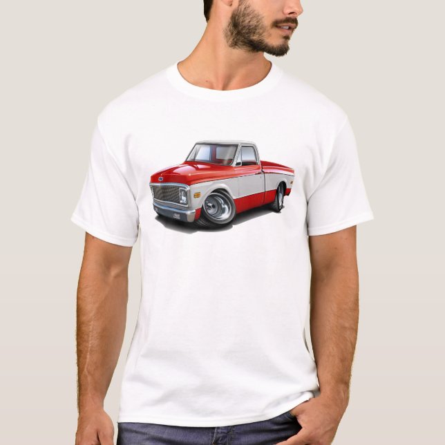 T-shirt Camion 1970-72 Rouge-Blanc de Chevy C10 (Devant)