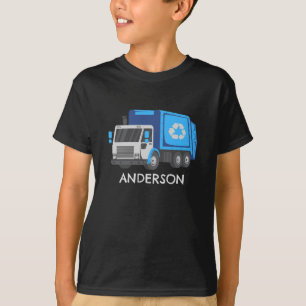 T-shirt Camion à ordures/à recyclage avec nom d'enfant