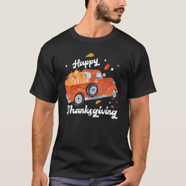 T-shirt Camion citrouille Automne Correspondant Costume de (Devant)