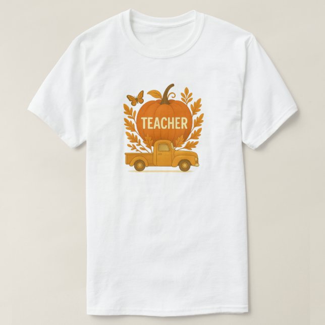 T-shirt Camion Citrouille d'automne pour enseignants (Design devant)