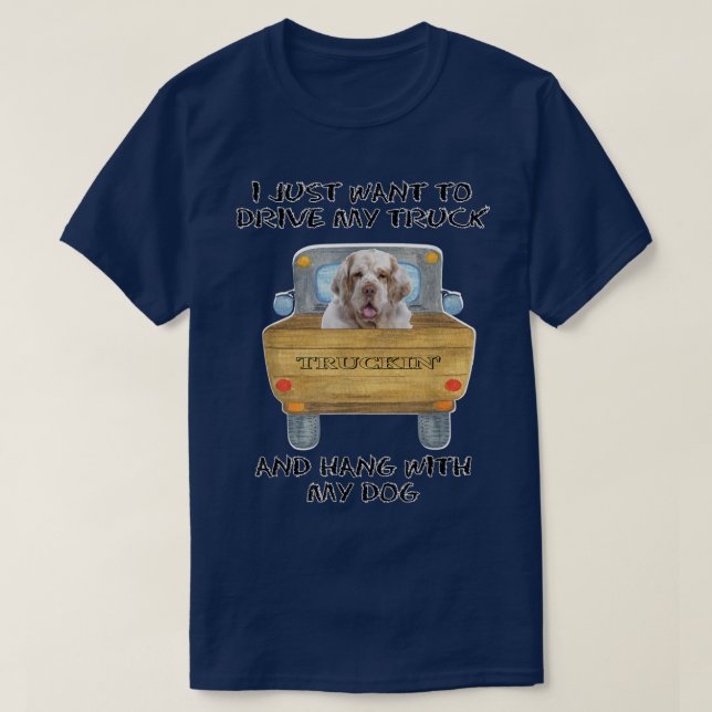 T-shirt Camion Conduite Chien Clumber Espagnol (Design devant)