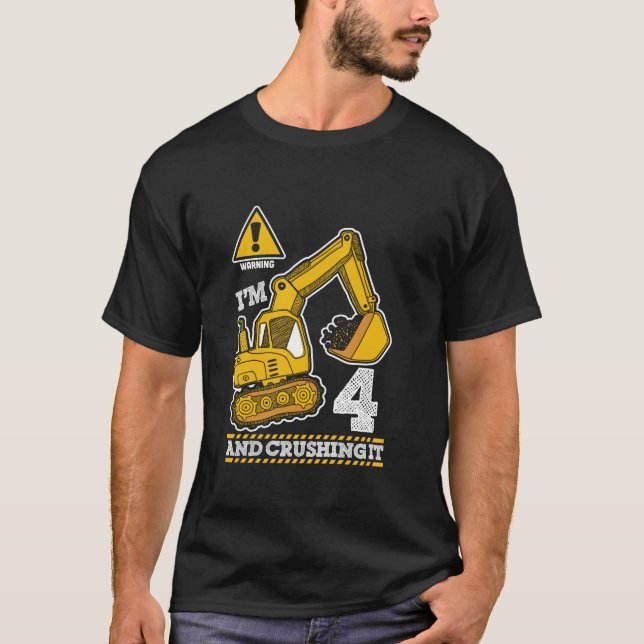 T-shirt Camion de construction 4e anniversaire 4 ans Digge (Devant)