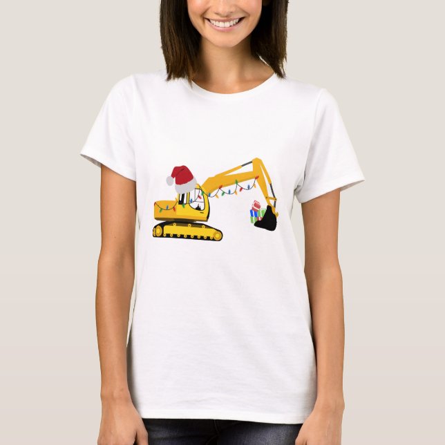T-shirt Camion de construction de l'excavatrice de Noël (Devant)