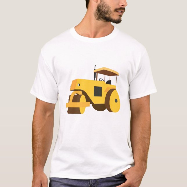 T-shirt Camion de construction de rouleau routier (Devant)