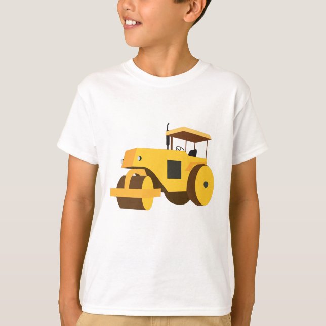 T-shirt Camion de construction de rouleau routier (Devant)