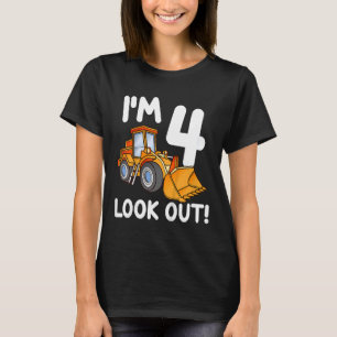 T-shirt Camion de construction pour enfants 4e anniversair