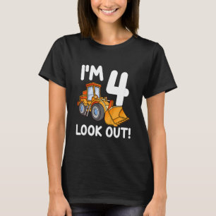 T-shirt Camion de construction pour enfants 4e anniversair