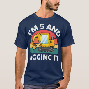 T-shirt Camion de construction pour enfants 5e anniversair